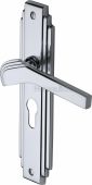 TIF5248-PC Heritage Brass Door Handle Euro Profile Plate Tiffany Design Polished Chrome Finish