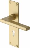 TRI1300-SB Heritage Brass Door Handle Lever Lock Trident Design Satin Brass Finish