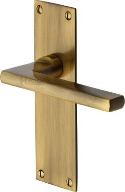Click Here To Enlarge This Photo Of TRI1310-AT Heritage Brass Door Handle Lever Latch Trident Design Antique Brass Finish