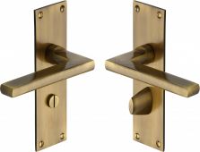 TRI1330-AT Heritage Brass Door Handle Bathroom Set Trident Design Antique Brass Finish