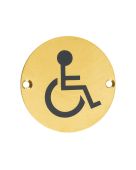 ZSS07-PVDSB - Zoo Hardware 76mm Disabled Disc Symbol - PVD Satin Brass