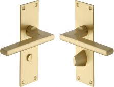 TRI1330-SB Heritage Brass Door Handle Bathroom Set Trident Design Satin Brass Finish