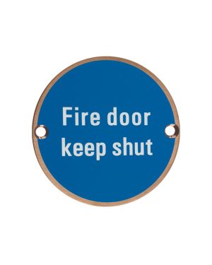 Click Here To Enlarge This Photo Of ZSS09-PVDBZ - Zoo Hardware 76mm 'Fire Door Keep Shut' Disc Signage - PVD Bronze