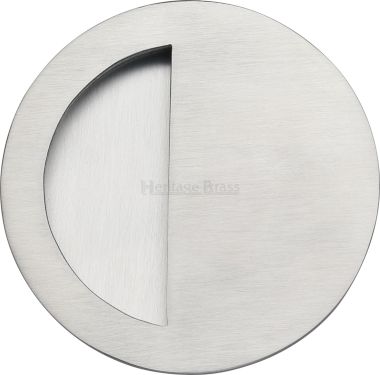 Click Here To Enlarge This Photo Of C1845-SC Heritage Brass Round Half Moon Flush Pull Satin Chrome finish