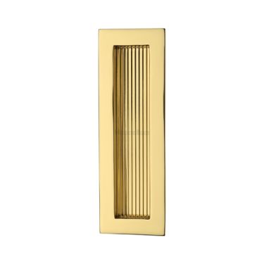 Click Here To Enlarge This Photo Of C1865 175-PB Heritage Brass Reeded  Rectangular Flush Pull 175 x 58mm Polished Brass finish