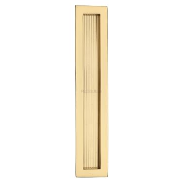 Click Here To Enlarge This Photo Of C1865 300-PB Heritage Brass Reeded Rectangular Flush Pull 300 x 58mm Polished Brass finish