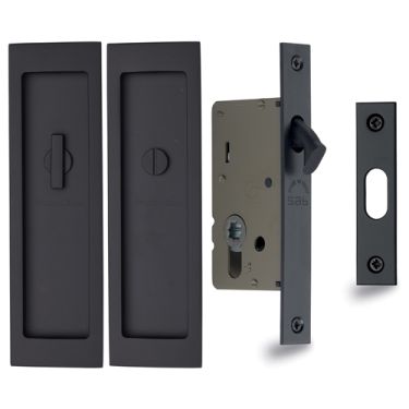 Click Here To Enlarge This Photo Of C1877-BKMT Heritage Brass Flush Pull Privacy Set 197mm Matt Black finish
