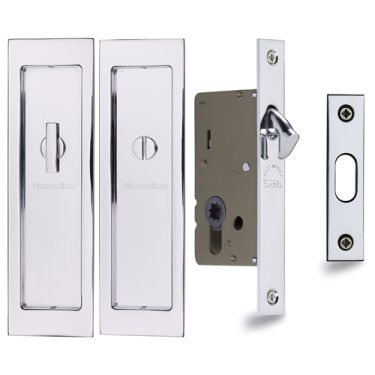 Click Here To Enlarge This Photo Of C1877-PC Heritage Brass Flush Pull Privacy Set 197mm Polished Chrome finish