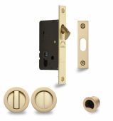 RD2308-50-SB Heritage Brass Sliding Door Lock c/w Round Privacy Turns Satin Brass (50mm backset)