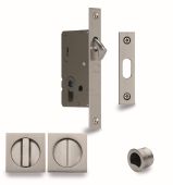 SQ2308-50-SN Heritage Brass Sliding Door Lock c/w Square Privacy Turns Satin Nickel (50mm backset)
