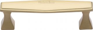 C0334 96-SB Heritage Brass Cabinet Pull Deco Design 96mm ctc Satin Brass Finish
