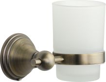 CAM-TUMBLER-MA M.Marcus 'Cambridge' Single Tumbler Holder with Frosted Glass Antique Bronze Finish