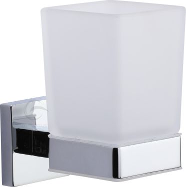 Click Here To Enlarge This Photo Of CHE-TUMBLER-PC M.Marcus 'Chelsea' Single Tumbler Holder with Glass Polished Chrome Finish