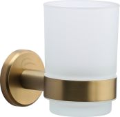 OXF-TUMBLER-SB M.Marcus 'Oxford' Single Tumbler Holder with Glass Satin Brass Finish
