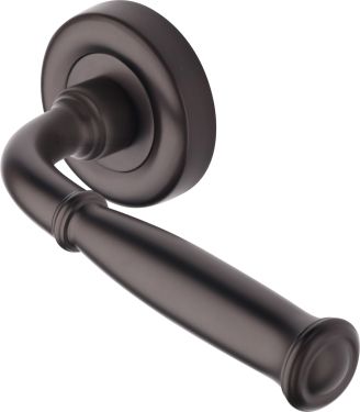 Click Here To Enlarge This Photo Of V1938-MB Heritage Brass Door Handle Lever Latch on Round Rose Lincoln Design Matt Bronze finish