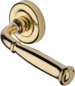 V1938-PB Heritage Brass Door Handle Lever Latch on Round Rose Lincoln Design Polished Brass finish