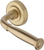 V1938-SB Heritage Brass Door Handle Lever Latch on Round Rose Lincoln Design Satin Brass finish