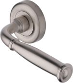 V1938-SN Heritage Brass Door Handle Lever Latch on Round Rose Lincoln Design Satin Nickel finish