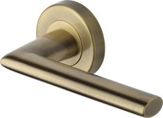 V2355-AT Heritage Brass Door Handle Lever Latch on Round Rose Admiralty Design Antique Brass finish