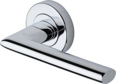 V2355-PC Heritage Brass Door Handle Lever Latch on Round Rose Admiralty Design Polished Chrome finish