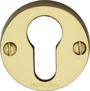 Click Here To Enlarge This Photo Of V1012-PB Heritage Brass Euro Profile Cylinder Escutcheon Polished Brass Finish