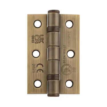 Click Here To Enlarge This Photo Of HIN1322&sol;7AB - Carlisle Brass Eurospec 76mm x 51mm x 2mm Ball Bearing Hinges Grade 7 &lpar;40kg&rpar; Antique Brass