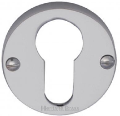 Click Here To Enlarge This Photo Of V1012-SC Heritage Brass Euro Profile Cylinder Escutcheon Satin Chrome Finish