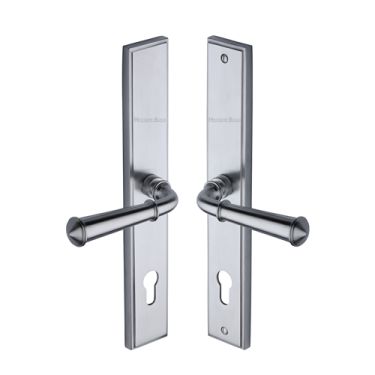 Click Here To Enlarge This Photo Of MP1932.RH-SC Heritage Brass 92mm Multi-Point Door Handle Lever Lock Colonial RH Design Satin Chrome finish