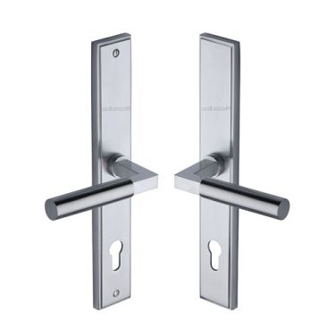 Click Here To Enlarge This Photo Of MP2259.RH-SC Heritage Brass 92mm Multi-Point Door Handle Lever Lock Bauhaus RH Design Satin Chrome finish