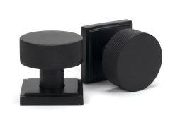 46801 From the Anvil Matt Black Brompton Mortice/Rim Knob Set (Square)