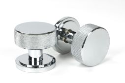 46779 From the Anvil Polished Chrome Brompton Mortice/Rim Knob Set (Art Deco)