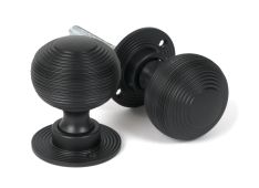 46404 From the Anvil Matt Black Heavy Beehive Mortice/Rim Knob Set