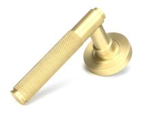 50843 From the Anvil Satin Brass Brompton Lever on Rose Set (Plain)