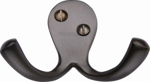 Click Here To Enlarge This Photo Of V1060-MB Heritage Brass Double Coat Hook Matt Bronze Finish