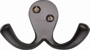 V1060-MB Heritage Brass Double Coat Hook Matt Bronze Finish