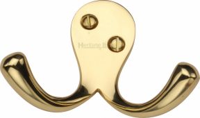 V1060-PB Heritage Brass Double Coat Hook Polished Brass Finish