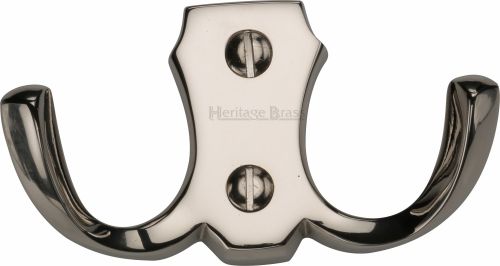 Click Here To Enlarge This Photo Of V1062-PNF Heritage Brass Double Coat Hook Polished Nickel Finish