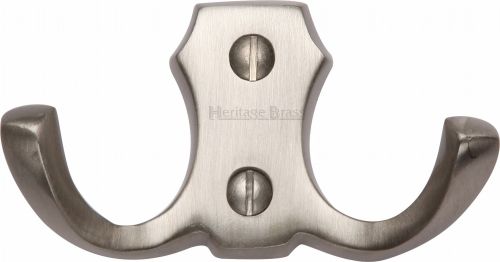 Click Here To Enlarge This Photo Of V1062-SN Heritage Brass Double Coat Hook Satin Nickel Finish