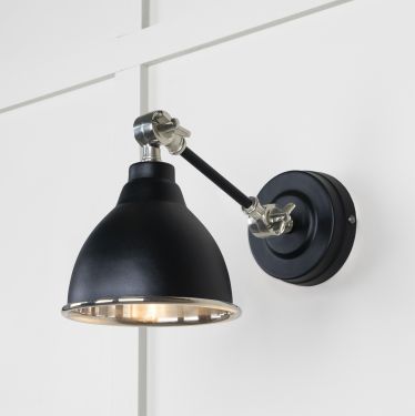 Click Here To Enlarge This Photo Of 49715SEB From the Anvil Smooth Nickel Brindley Wall Light in Elan Black