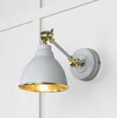 49719SBI From the Anvil Hammered Brass Brindley Wall Light in Birch