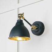 49719SDI From the Anvil Hammered Brass Brindley Wall Light in Dingle