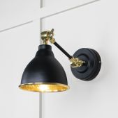 49719SEB From the Anvil Hammered Brass Brindley Wall Light in Elan Black