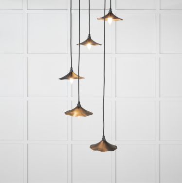 Click Here To Enlarge This Photo Of 49726SEB From the Anvil Smooth Copper Flora Cluster Pendant in Elan Black