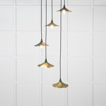 Click Here To Enlarge This Photo Of 49728SH From the Anvil Smooth Brass Flora Cluster Pendant in Heath
