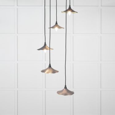 Click Here To Enlarge This Photo Of 49728SSL From the Anvil Smooth Brass Flora Cluster Pendant in Slate