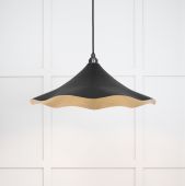 49731SEB From the Anvil Smooth Brass Flora Pendant in Elan Black