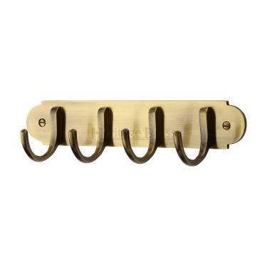 Click Here To Enlarge This Photo Of V1079-AT Heritage Brass Coat Hooks on Plate Antique Brass Finish