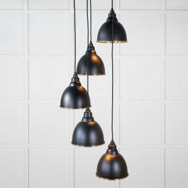 Click Here To Enlarge This Photo Of 49741SEB From the Anvil Hammered Brass Brindley Cluster Pendant in Elan Black