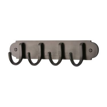 Click Here To Enlarge This Photo Of V1079-MB Heritage Brass Coat Hooks on Plate Matt Bronze Finish