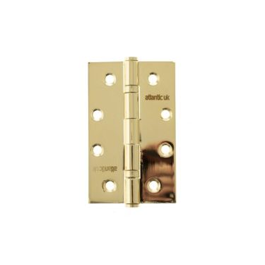 Click Here To Enlarge This Photo Of Atlantic - AH42525PB Slim Knuckle Ball Bearing Hinges 4″ x 2.5″ x 2.5mm – Polished Brass